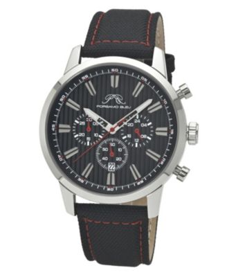 Men's Ryder Chronograph Black Canvas Band Silver Tone Watch 44 mm