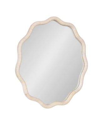 Rahfy Scallop Framed Wall Mirror Scalloped Circle Bathroom Mirror for Over Sink