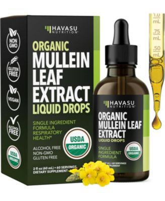 Mullein Leaf Liquid Drops, Alcohol-Free Mullein Extract for Respiratory Support, Non-GMO  and Gluten Free, 2 Fluid Ounce