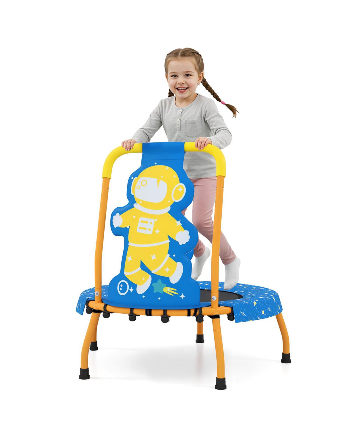Детские игрушки Mecale 28" Mini Trampoline with Foam-Padded Handle and Elastic Bands, 176-lb Cap, Ages 3-6, цвет: Синий — фото 1