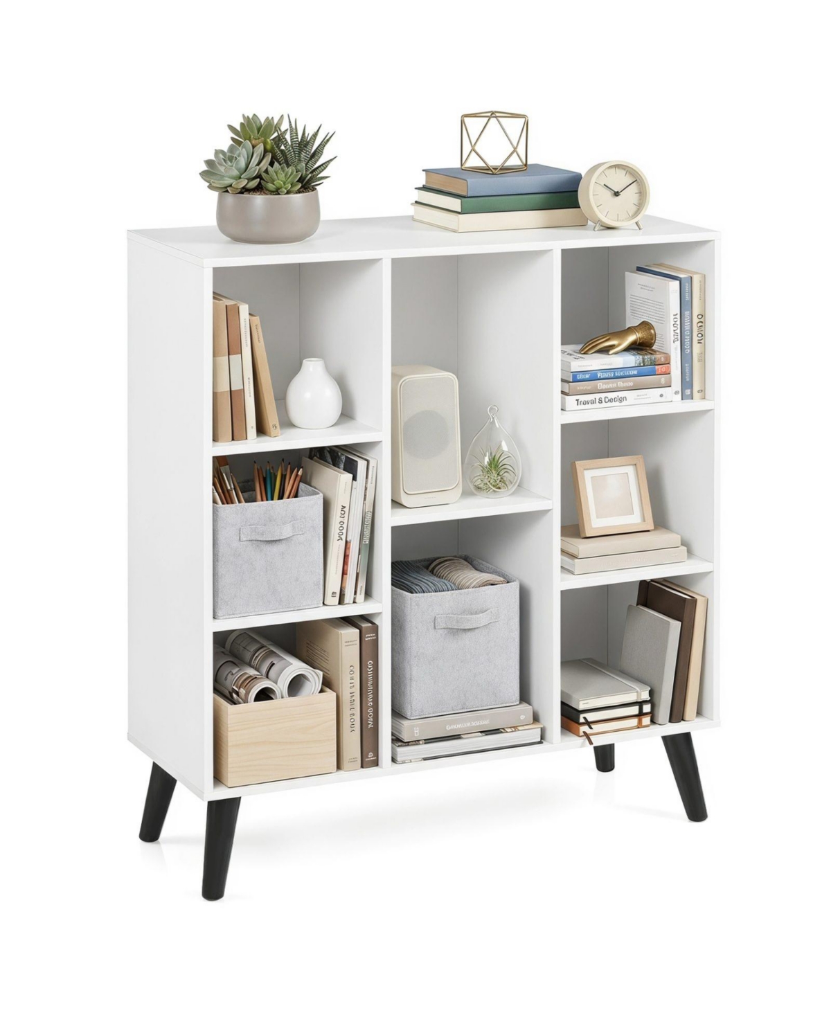 Sugift 8-Cube Engineered Wood Raised Leg Storage Bookcase