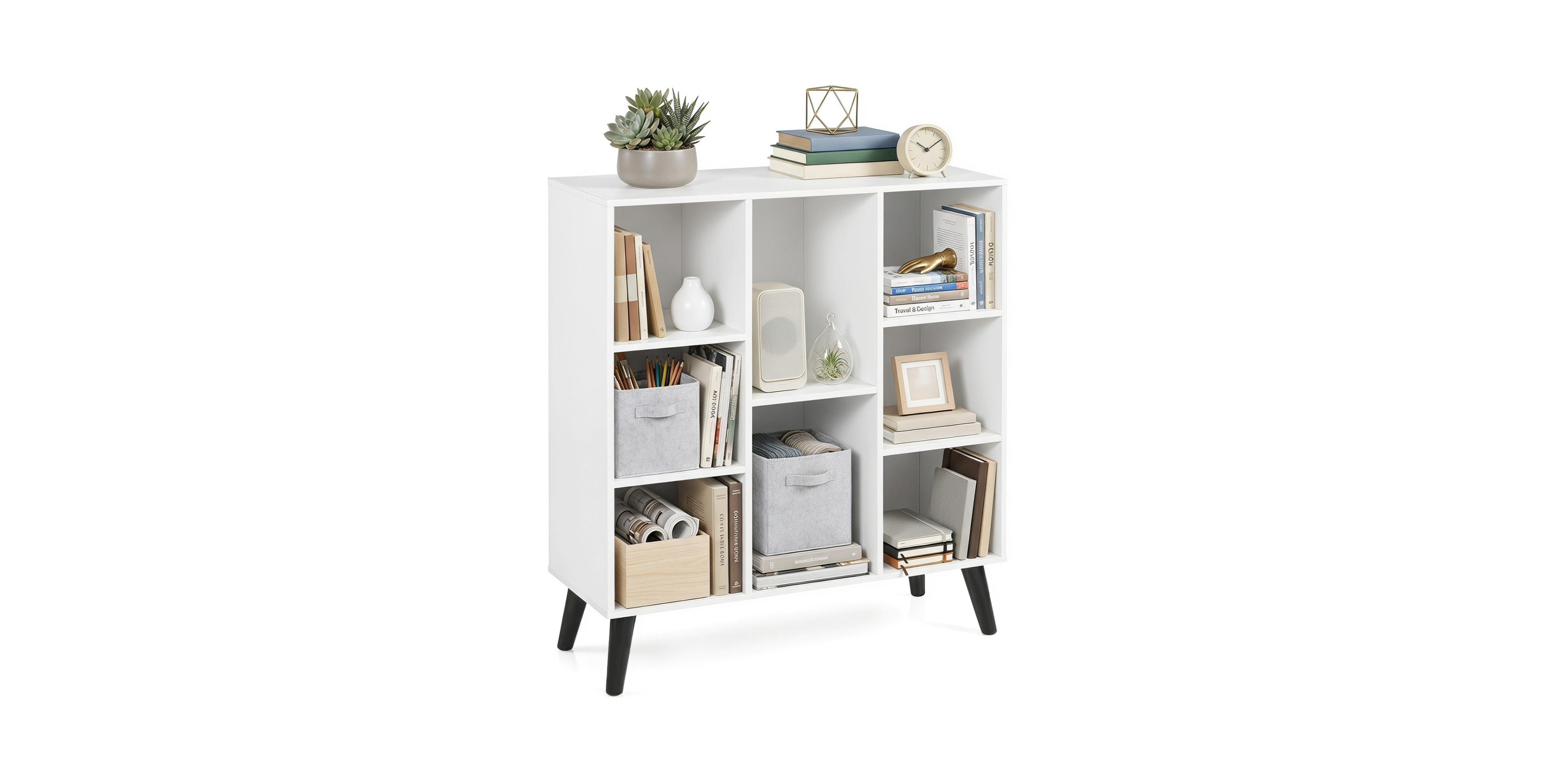 Sugift 8-Cube Engineered Wood Raised Leg Storage Bookcase