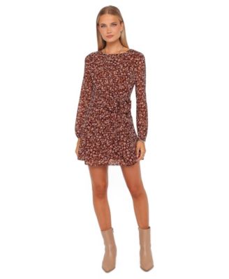 Women's Kaylie Long-Sleeve Mini Floral-Print Dress