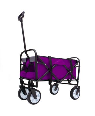 Collapsible Foldable Wagon Cart with Strapping System, 225lbs Utility Wagon for Beach Camping Shopping Gardening Fishing
