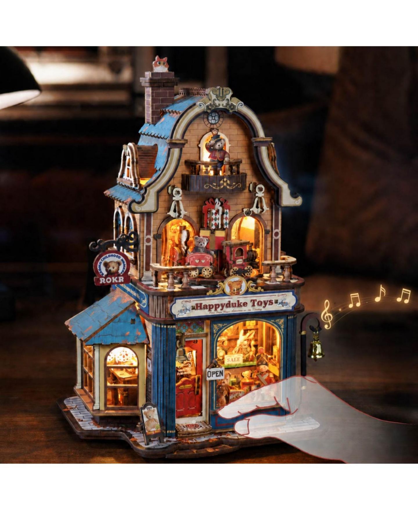 Детский конструктор Robotime Train Music Box Book Nook 305-Piece Building Set, Ages 14+ — фото 3