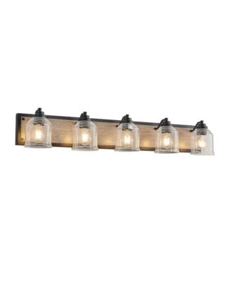 Lighting Commune 5-Light Farmhouse Vanity Wall Sconce Wood Finish