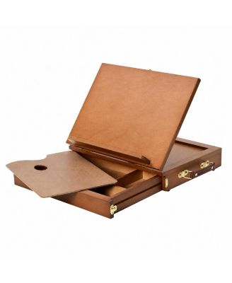 Solid Beechwood Tabletop Easel With Divided Storage Drawer Adjustable Angles Portable Art Stand