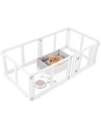 6-Panel HDPE Dog Playpen with Secure Locking Door and Ground Stakes