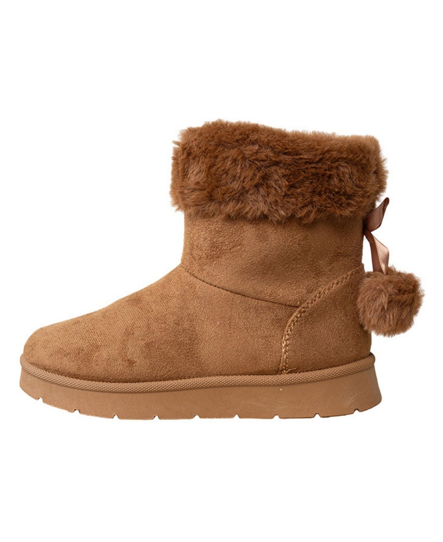 Ботинки Bebe Faux-Fur Cuff Boots with Bow and Pom-Pom Accents для девочек, цвет: Коньячный — фото 3