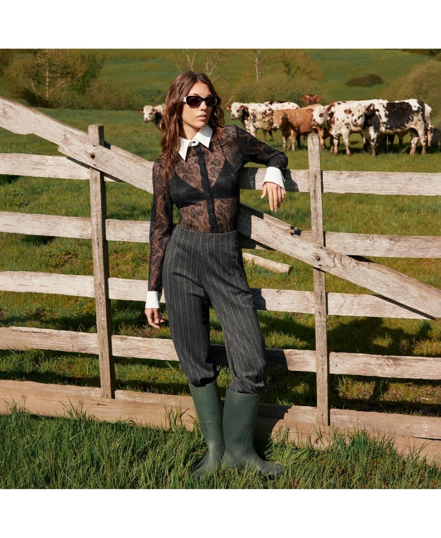 Женская рубашка Anne Fontaine Yvonna Long-Sleeve Lace French-Cuff, цвет: Чёрный — фото 6