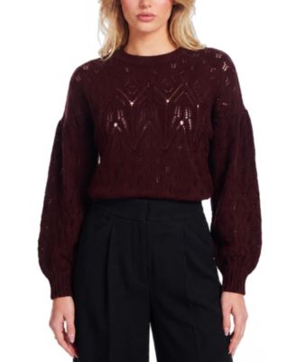 Women's Pointelle Crewneck Long-Sleeve Sweater