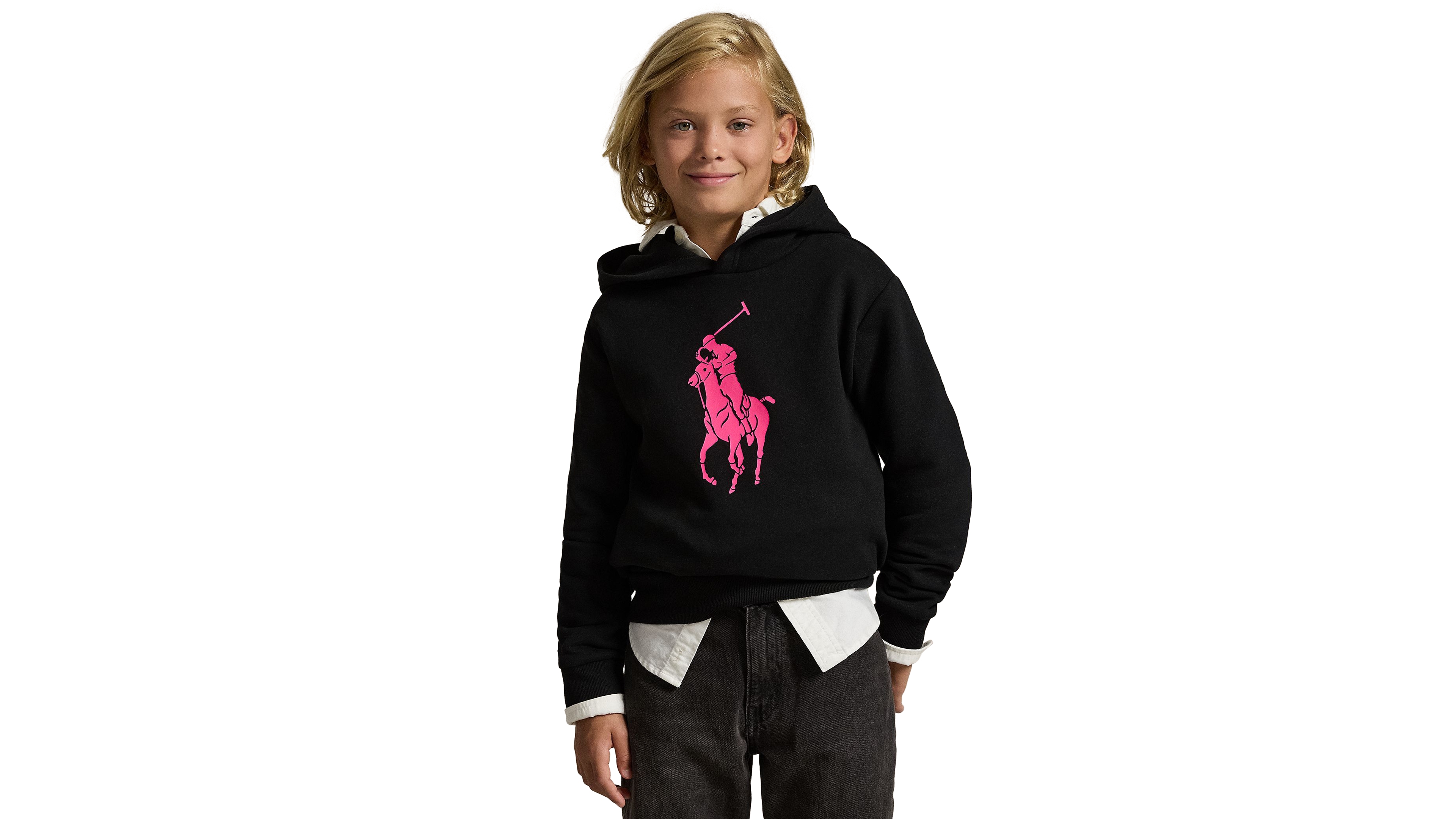 Polo Ralph Lauren Big Boys Pink Pony Fleece Hoodie