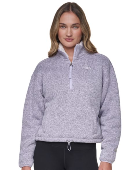 Женская куртка DKNY Sport Sherpa Bonded Half-Zip Mock Neck Pullover, цвет: Сиреневый / Слоновая кость