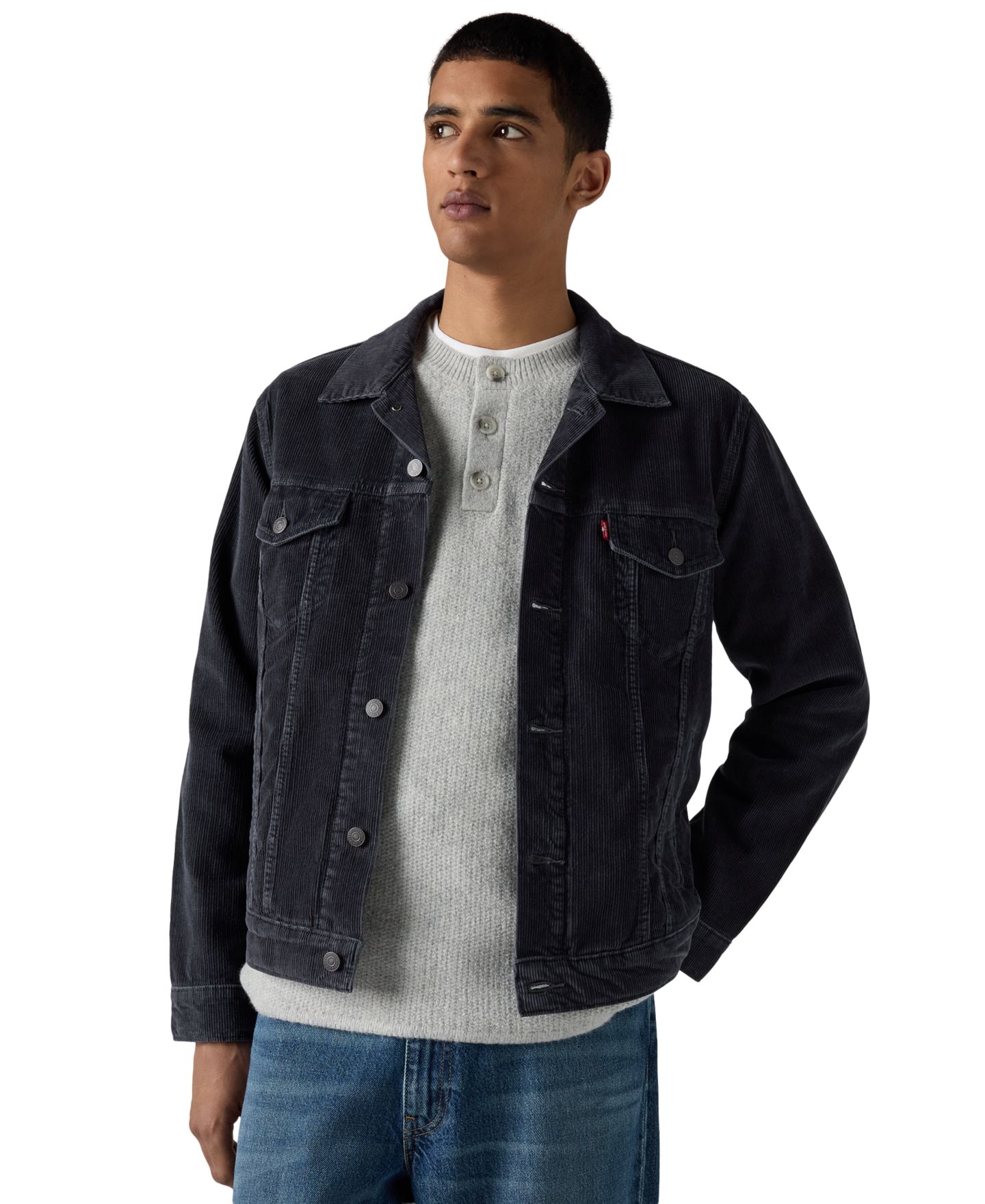 Мужская куртка Levi's Corduroy Regular-Fit Trucker, цвет: Эбеновый — фото 2