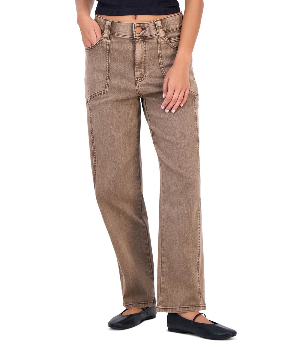Democracy Women's Ab Solution High-rise Relaxed Straight-leg Jeans In Washed Dark Walnut