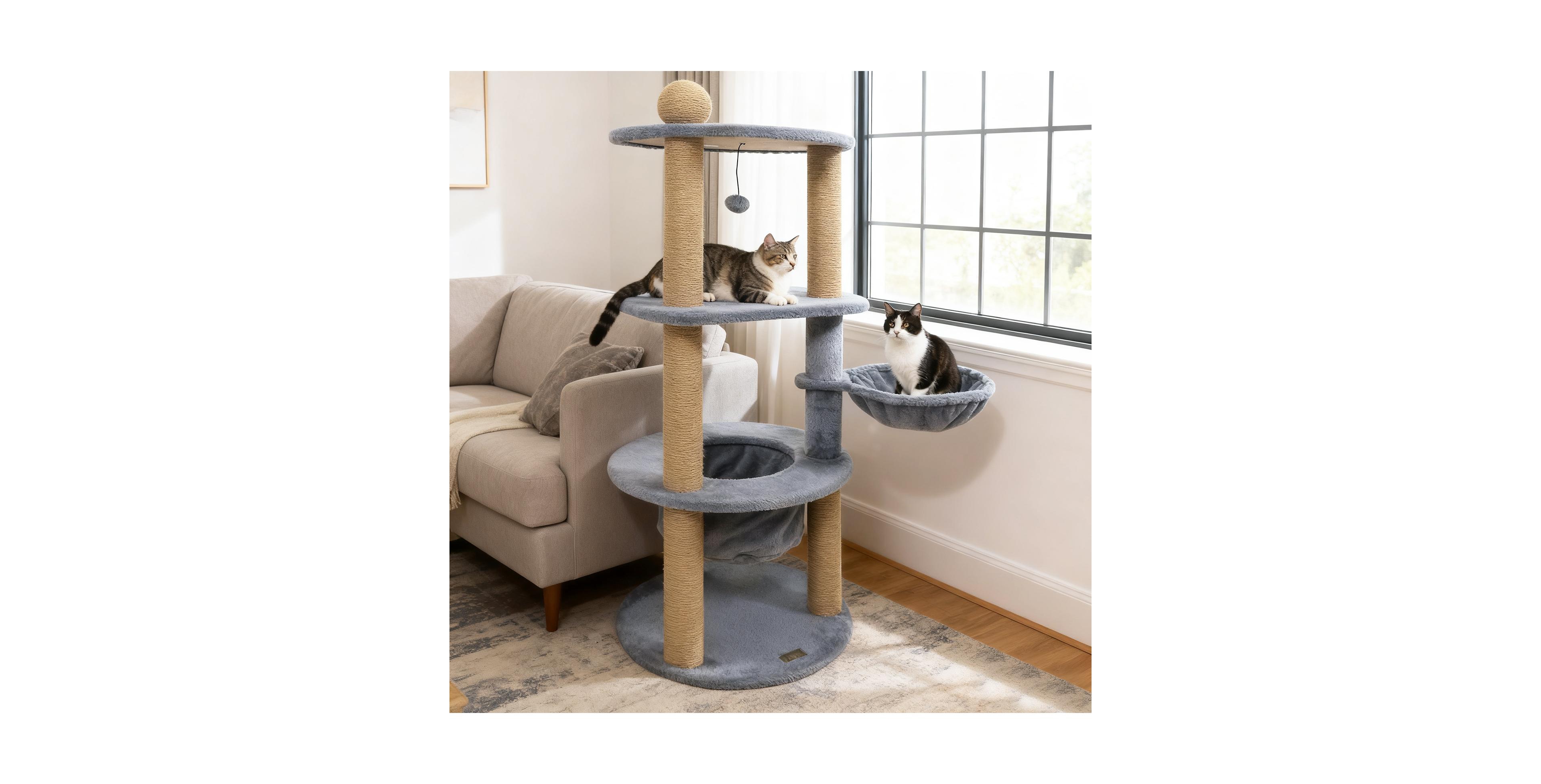 Zeny 47in Tall Cat Tower with Cat Nest and Scratching Posts