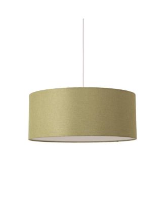 Stretch Pendant - Satin Nickel, Avocado Linen Shade, Dimmable, Bulb Included