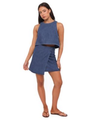 Women's Siena High-Waisted Wrap Mini Denim Skirt