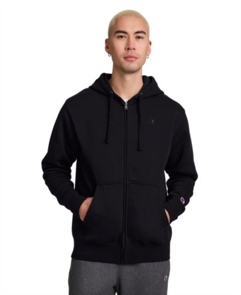 Мужское худи Champion Powerblend Fleece Full Zip, цвет: Чёрный