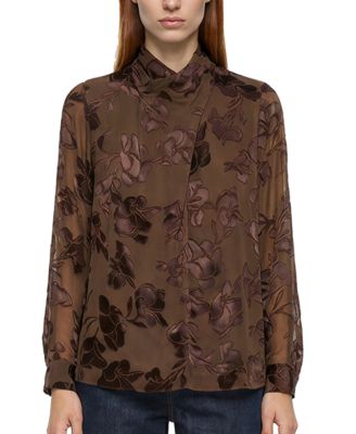Women's Tiffany Floral Twist-Neck Long-Sleeve Blouse