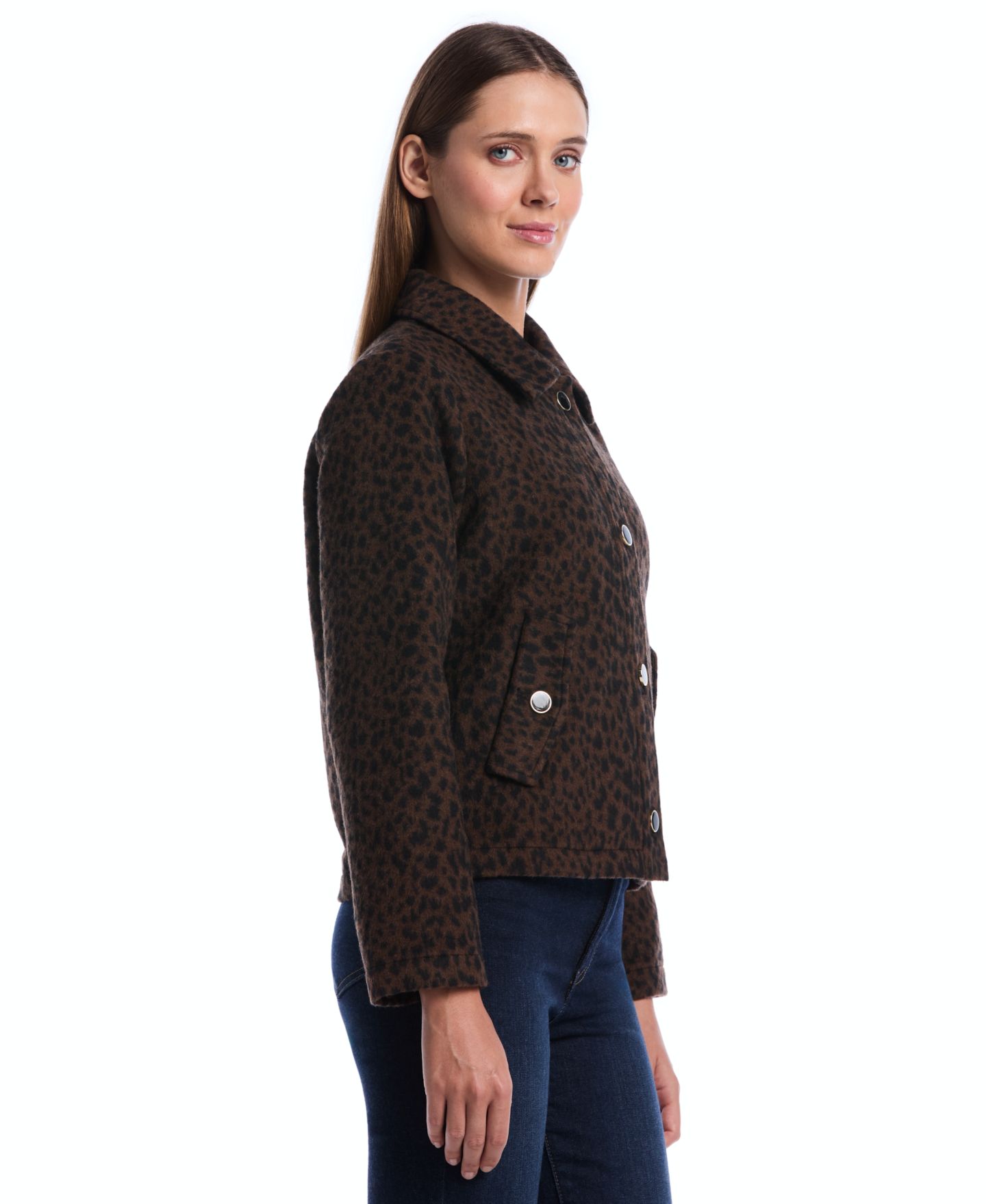 Женская куртка Rafaella Petite Leopard-Print Collared Work, цвет: Monks Robe — фото 3