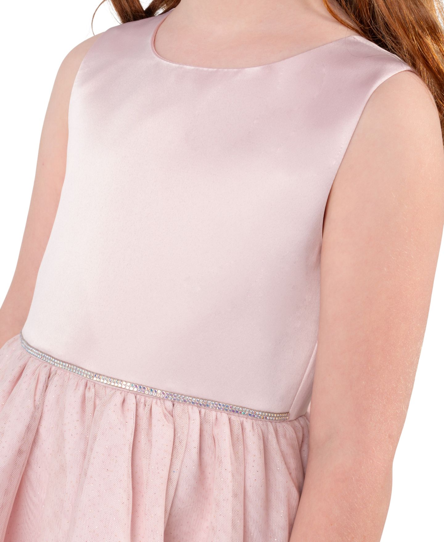 Платье Rare Editions Satin Sleeveless with Fur Bolero для девочек, цвет: Розовый — фото 4