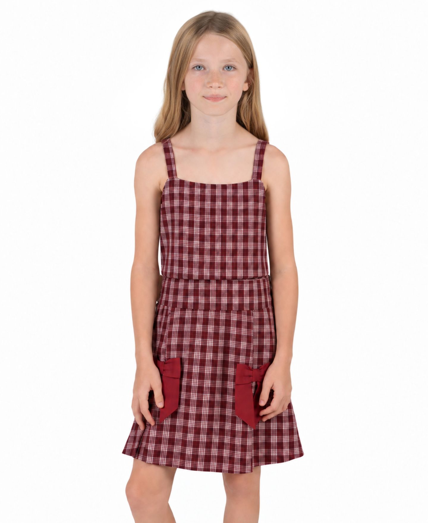 Платья Rare Editions Fit-and-Flare Holiday Square neck Cardigan and Dress, 2-Piece Set для девочек, цвет: Бордовый — фото 4