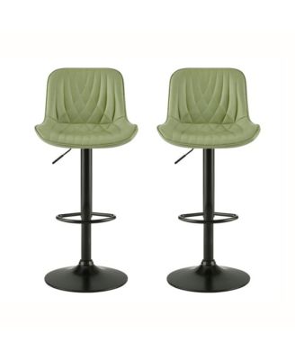 Kovyn Contemporary Adjustable Barstool with Faux Leather Swivel Seats