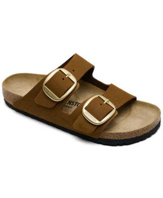 Women's Arizona Big Buckle Wide Dual-Strap Arch Support Leather Sandals from Finish Line