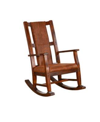 Solid Wood Rocking Chair with Cushion Seat and Back