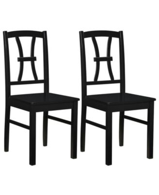 Dining Chair Set of 2, Kitchen Side Chairs with Cross Backrest, Rubber Wood Frame