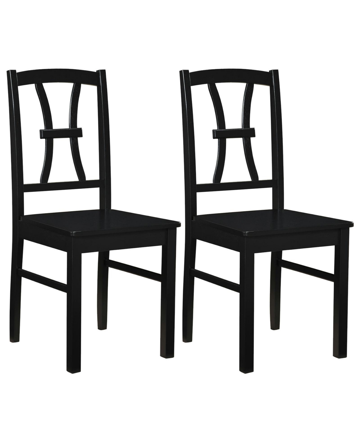 Costway Dining Chair Set of 2, Kitchen Side Chairs with Cross Backrest, Rubber Wood Frame - Black