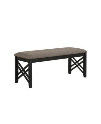 Solid Wood Upholstered Bench For Dining Room With Rustic Finish