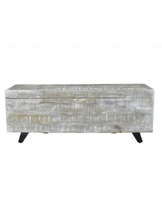 46" Distressed Solid Wood Storage Bench with Flip Top