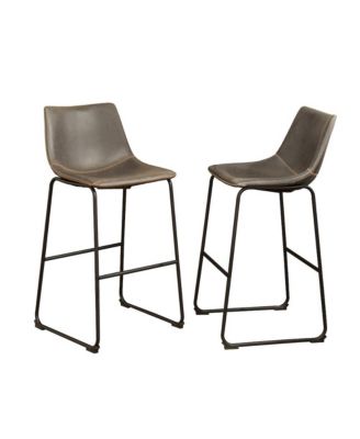 Lotusville Vintage PU Leather Counter Height Stools, Set of 2
