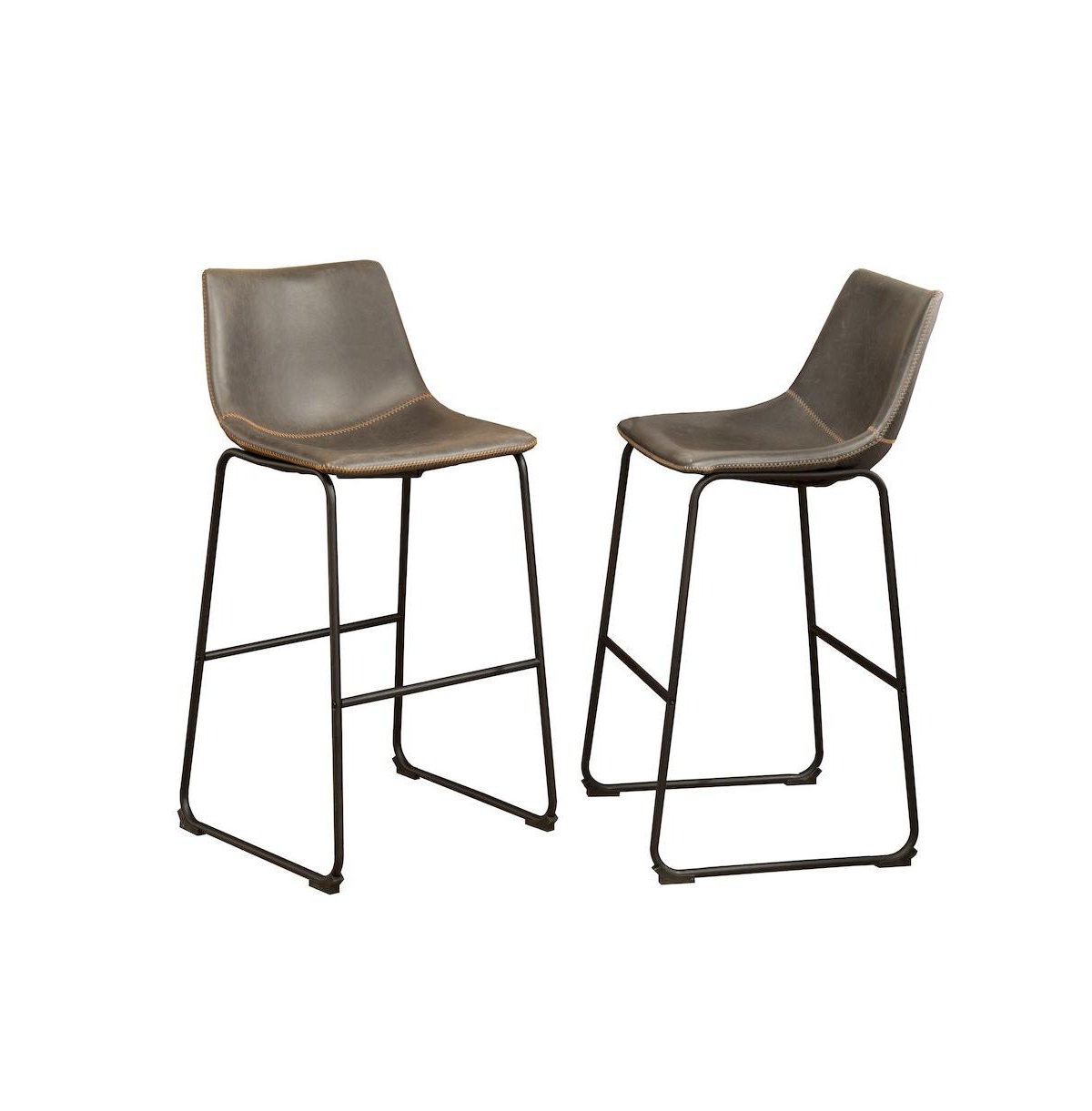 Roundhill Furniture Lotusville Vintage Pu Leather Counter Height Stools, Set of 2 - Grey