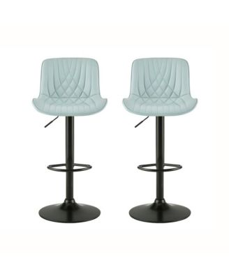 Kovyn Contemporary Adjustable Barstool with Faux Leather Swivel Seats, Set of 2