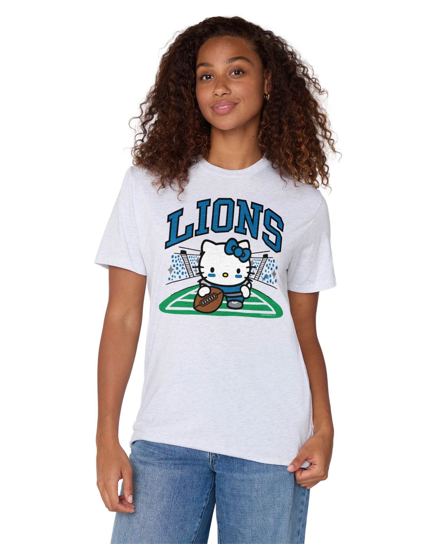 Футболка Homage Ash Detroit Lions X Hello Kitty Triblend — фото 2