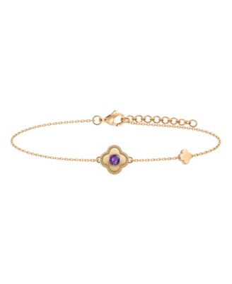 Amethyst Clover Bracelet (1/6 ct. t.w.) in 14k Gold