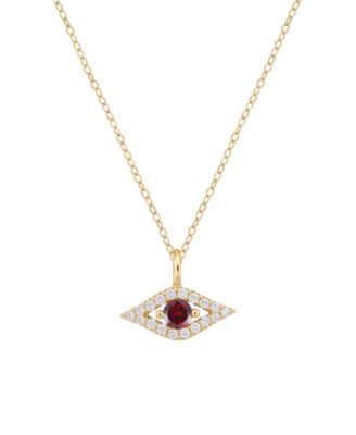 Garnet and Diamond Evil Eye Pendant (1/10 ct. t.w. Garnet, 1/10 ct. t.w. Diamond) in 14k Gold