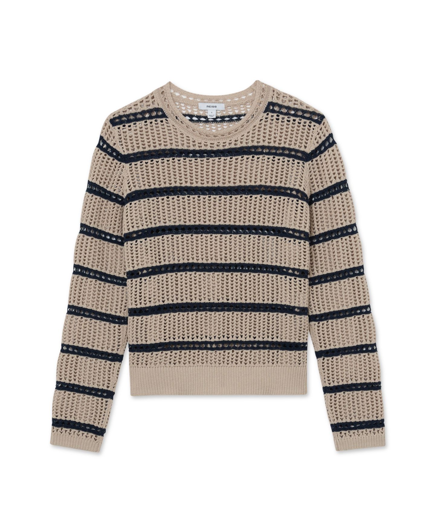 Женский свитер REISS Skylar Striped Open-Knit Crewneck, цвет: Нейтральный — фото 3