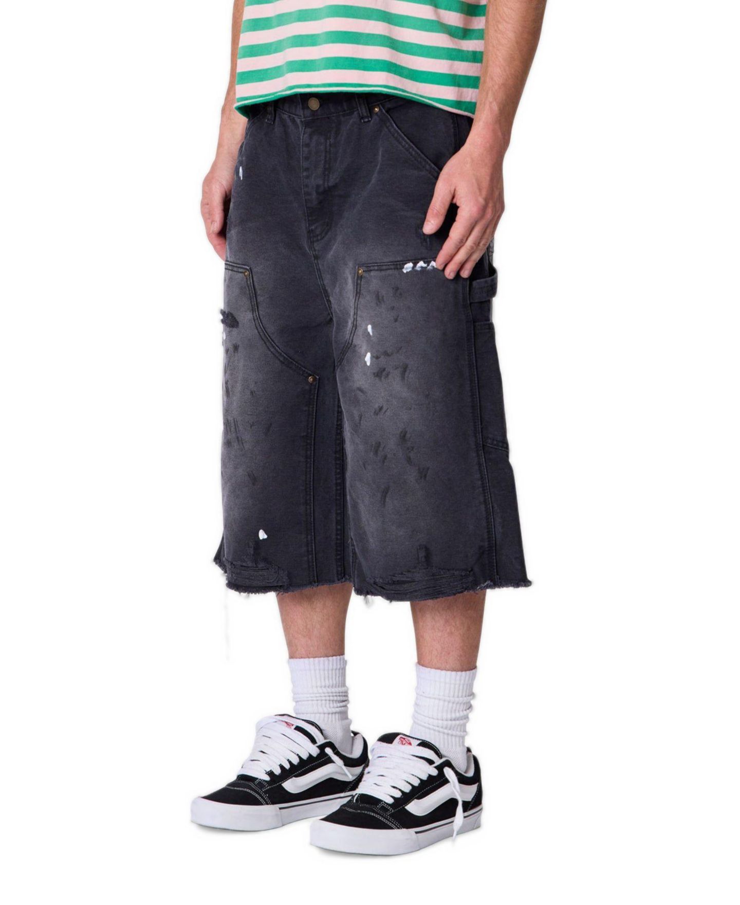 Мужские шорты mnml Ultra Baggy Carpenter Paint Splatter Denim, 9" Inseam — фото 3