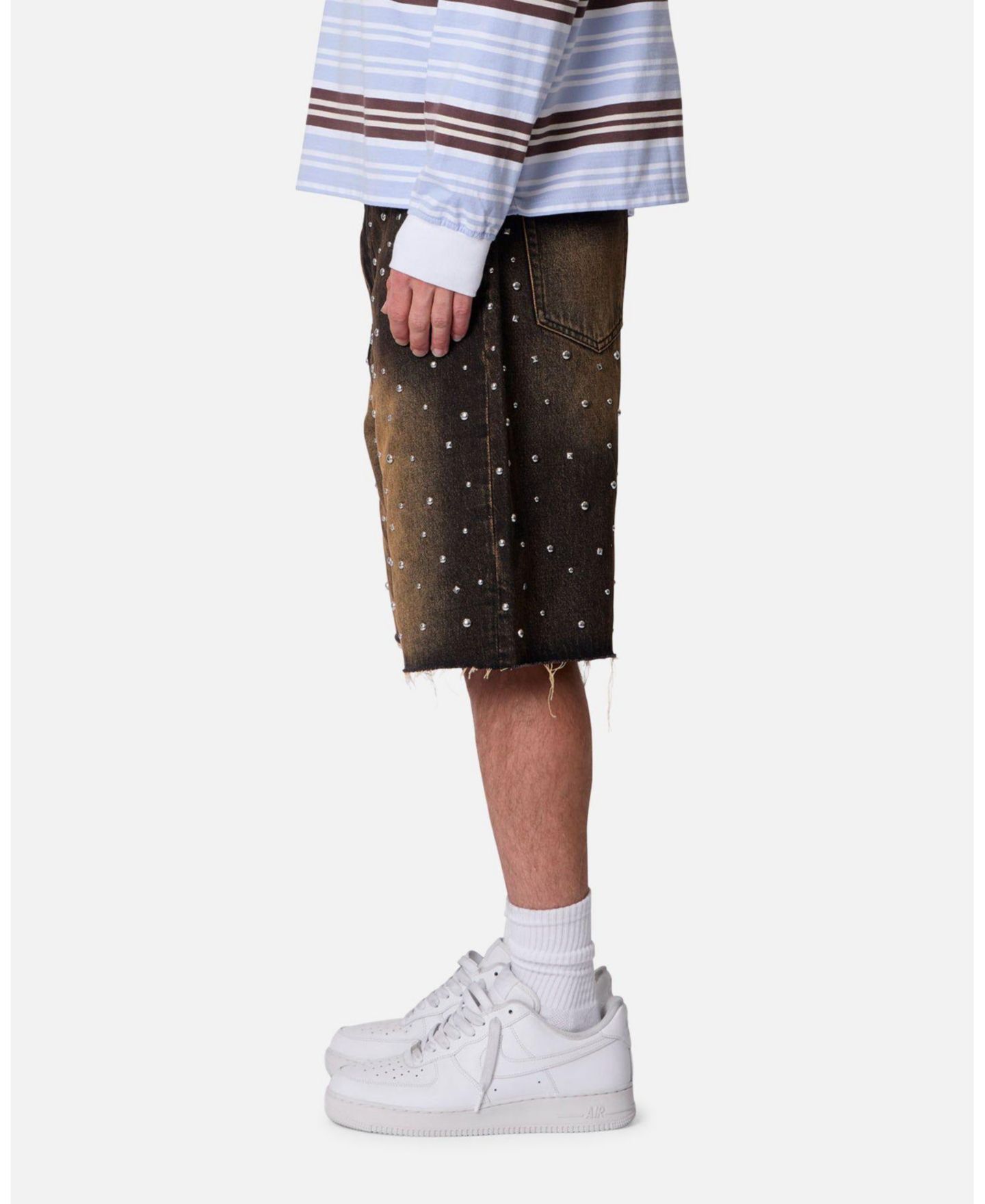 Мужские шорты mnml Baggy Stud Denim, 9" Inseam, цвет: Чёрный — фото 4