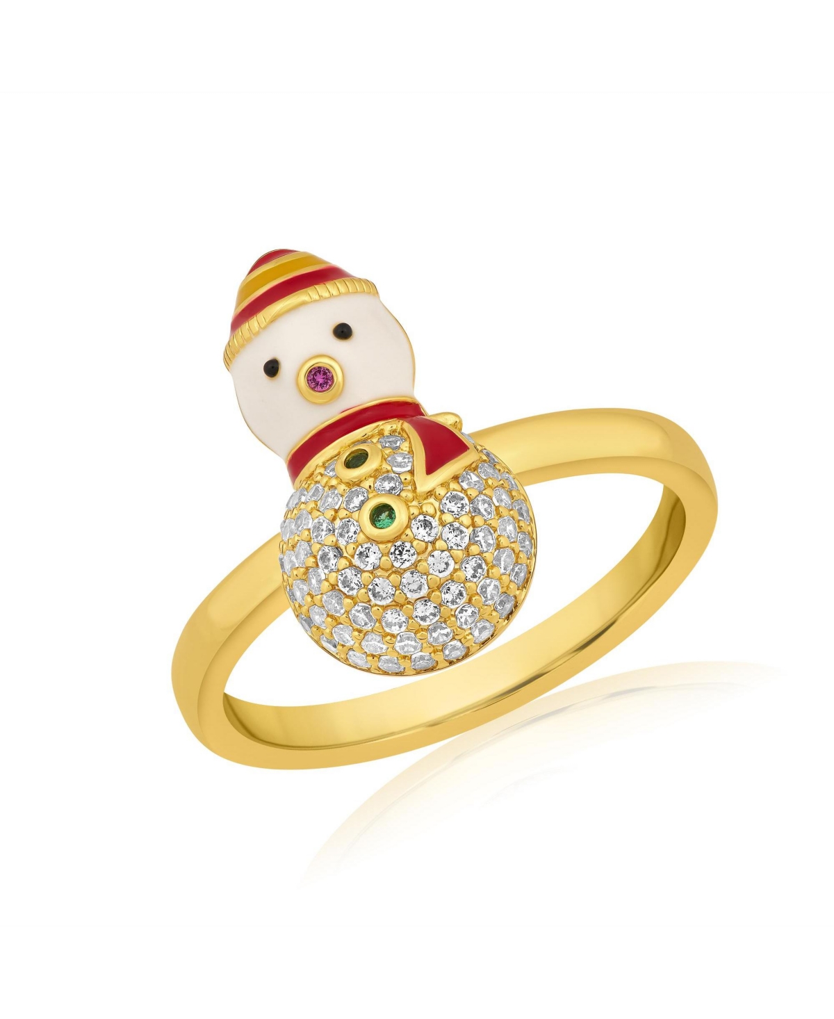 Simona Cubic Zirconia Gold-Tone Snowman Ring - Multi-color