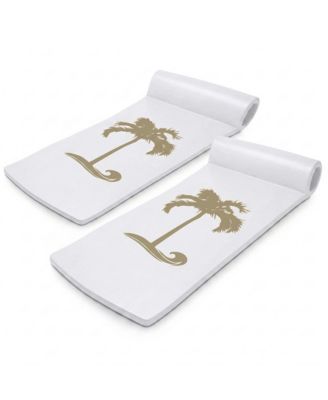 Recreation Sunsation 70" Foam Lounger Pool Float, Bronze Palm White (2 Pack)