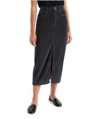 Women's High-Rise Organic Corduroy Midi Skirt