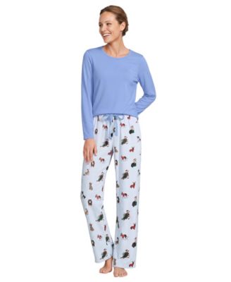Women's Pajama Gift Set - Knit Long Sleeve Top and Flannel Pants