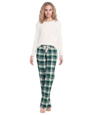 Women's Pajama Gift Set - Knit Long Sleeve Top and Flannel Pants
