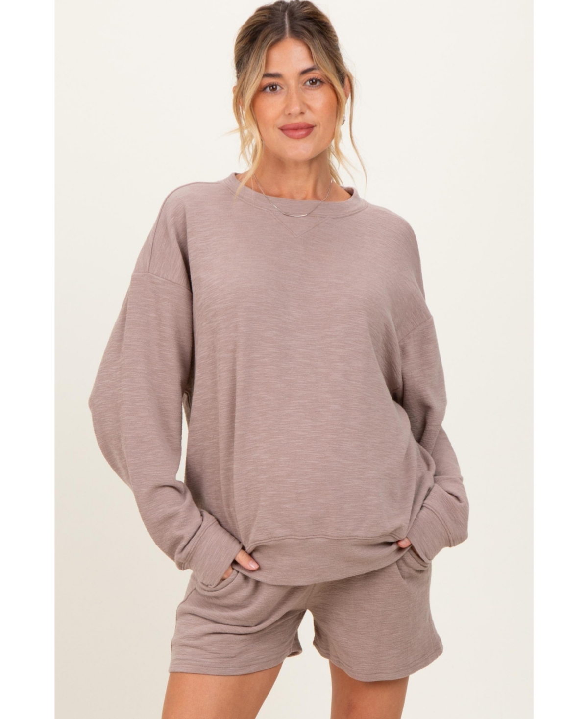 Pinkblush Women's Mocha Pullover and Shorts Set - Mocha