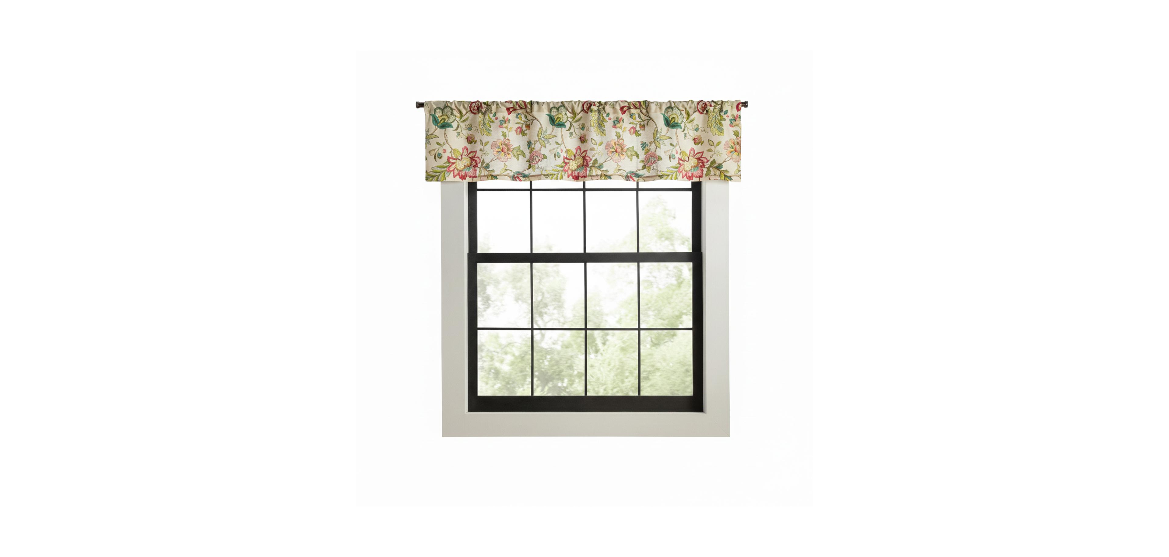 Ellis Curtain 100percentage Polyester Brissac Rod Pocket Tailored Colrful Jacobean Pattern Window Valance 70inch x 15inch
